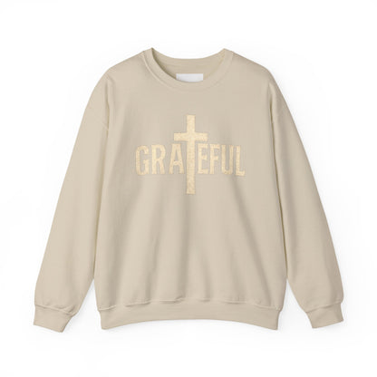 Grateful Cross Sweatshirt — Christian Faith Graphic Crewneck