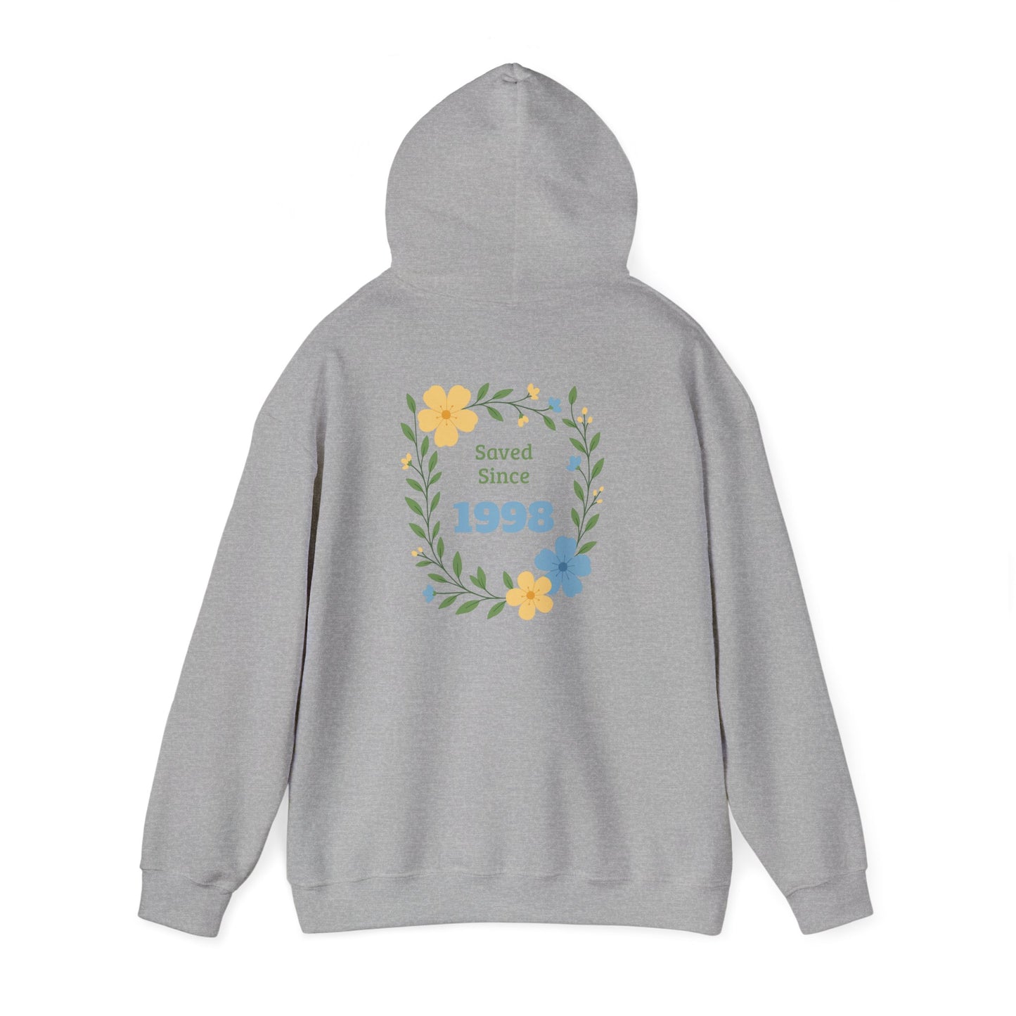 Faith Floral Hoodie — "Saved Since 1998" Christian Comfort Sweatshirt