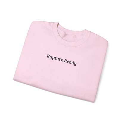 Crewneck Sweatshirt — "Rapture Ready" Minimalist Religious Graphic