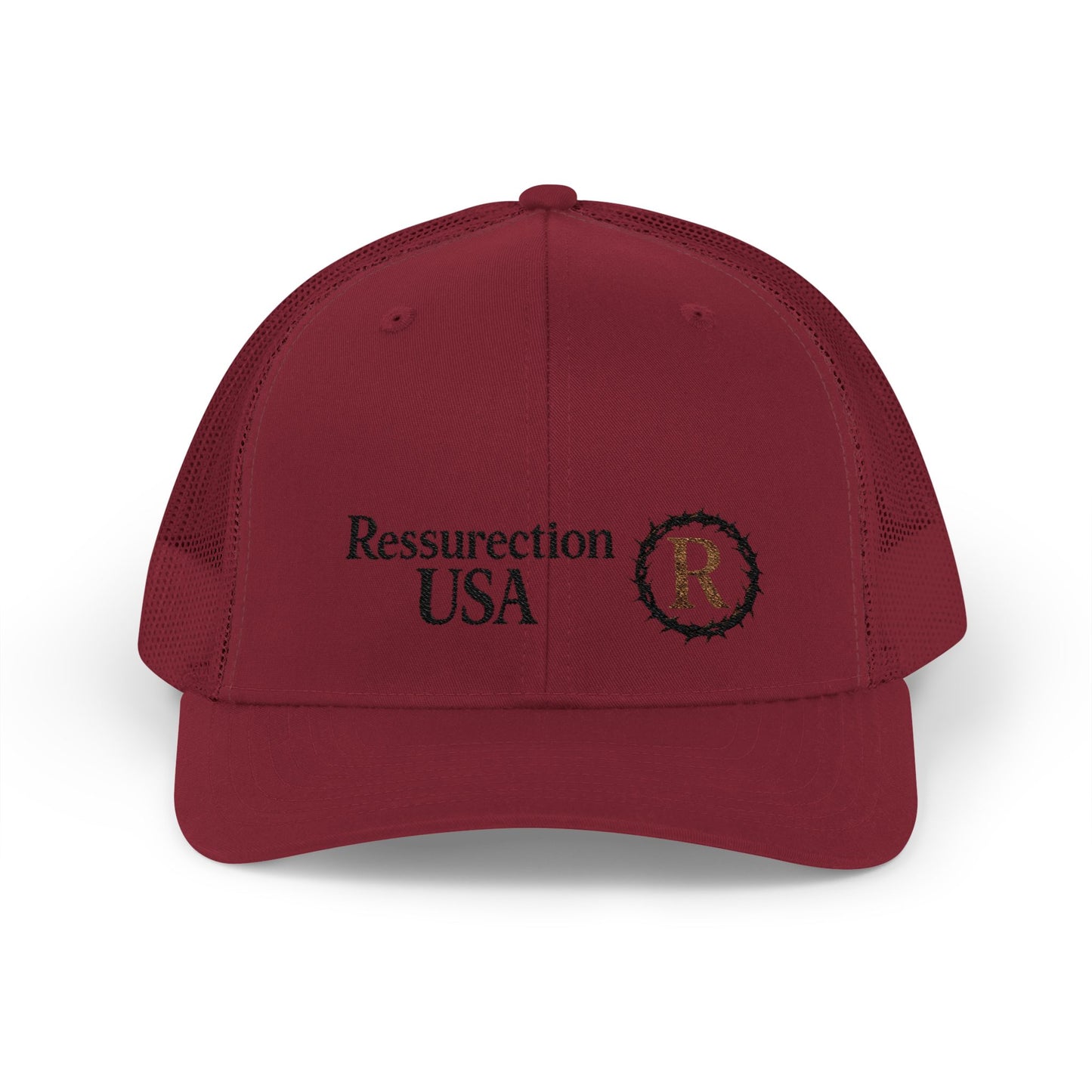 Resurrection USA Embroidered Trucker Cap — Vintage Faith-Inspired Snapback
