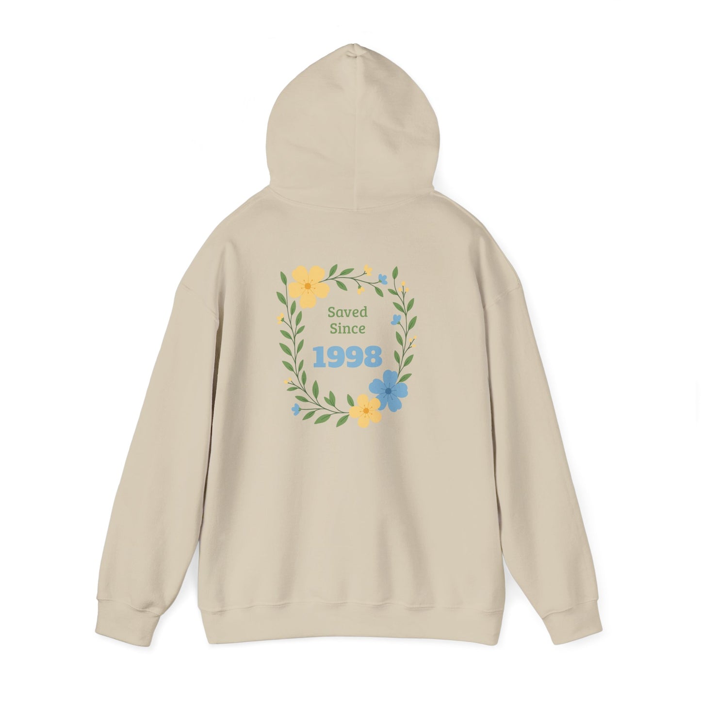 Faith Floral Hoodie — "Saved Since 1998" Christian Comfort Sweatshirt