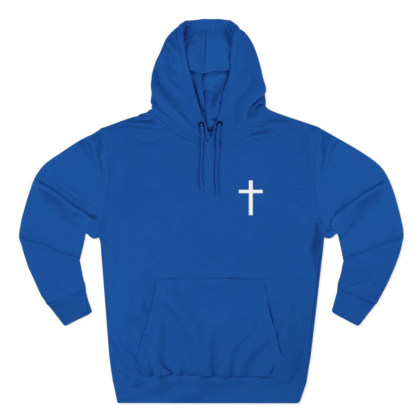 Cross Pocket Hoodie — Minimal Small Chest Cross Design Fleece Hoodie