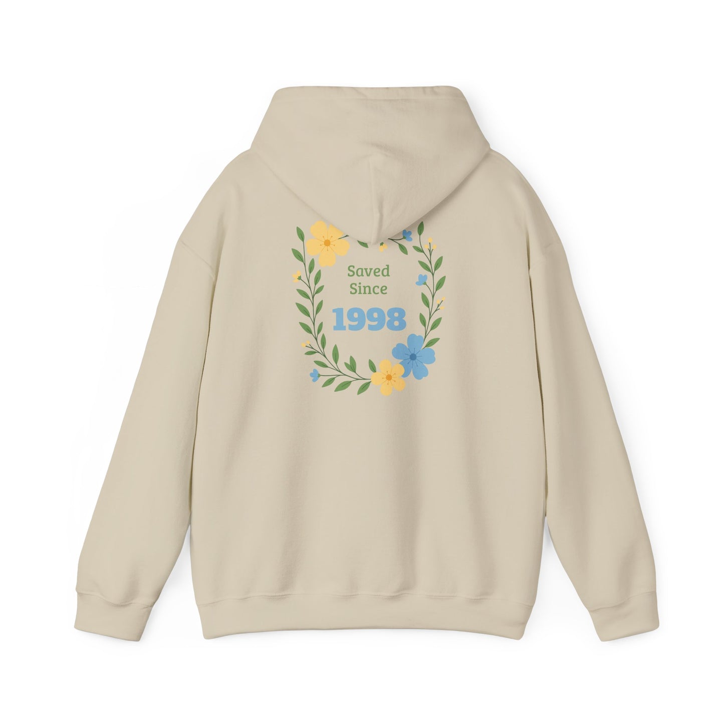 Faith Floral Hoodie — "Saved Since 1998" Christian Comfort Sweatshirt
