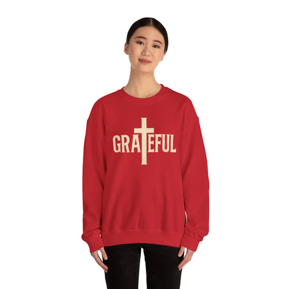 Grateful Cross Sweatshirt — Christian Faith Graphic Crewneck