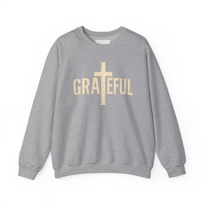 Grateful Cross Sweatshirt — Christian Faith Graphic Crewneck