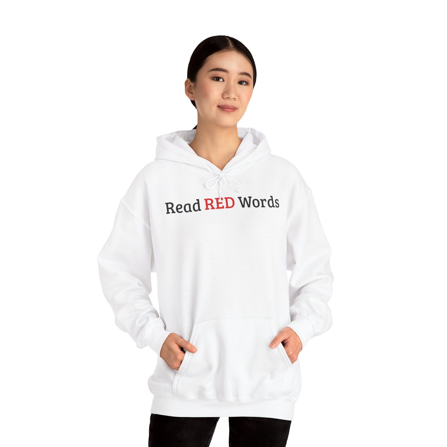 Read RED Words Hoodie — Minimal Typography Sweatshirt