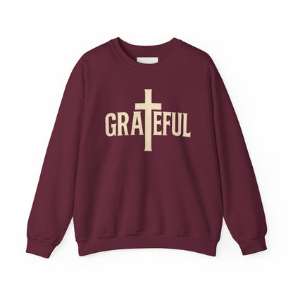 Grateful Cross Sweatshirt — Christian Faith Graphic Crewneck